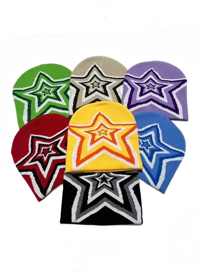 Sumleno Y2k Beanies Star Graphic Crochet Hats for Women Men Cutecore Gyaru Grunge Clothes Alt Emo Accessories Harajuku Streetwear (Black,One Size) - Image 5